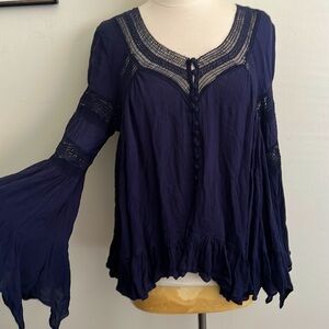 Altar’d State Medium Navy Blouse/Top